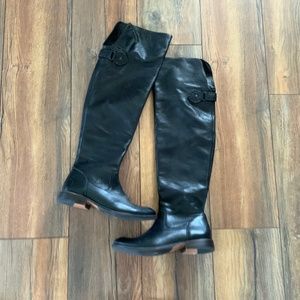 New Frye over the knee black flat boots - size 6